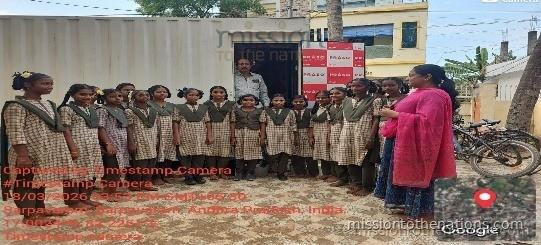 Students at school with new toilet block from MTN's Luxembourg-funded sanitation project